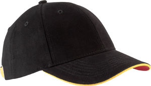 Casquette publicitaire classique 6 panneaux | Orlando Noir Jaune Rouge