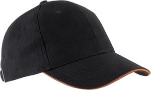 Casquette publicitaire classique 6 panneaux | Orlando Noir Orange