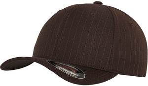 Casquette publicitaire classique 6 panneaux | Pinstripe Marron Blanc 1