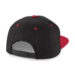 Casquette publicitaire plate 5 panneaux | Qoomy Noir Rouge 2