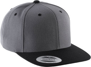 Casquette publicitaire plate 6 panneaux | Cido Gris foncé Noir