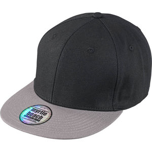 Casquette publicitaire plate 6 panneaux | Tetty Noir Gris