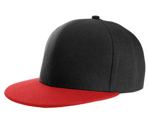 Casquette publicitaire plate 6 panneaux | Vyke Noir Rouge